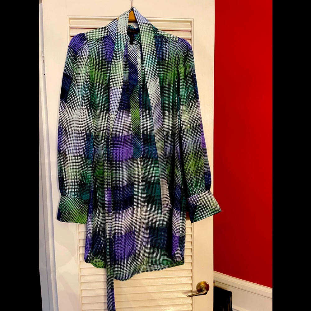BCBGMAXAZRIA PATTERNED SHIRT DRESS 100% SILK